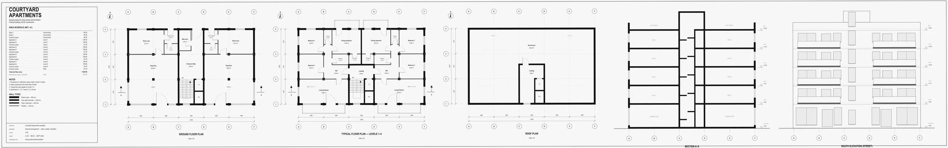 Sample source sheet A-101, made for this project