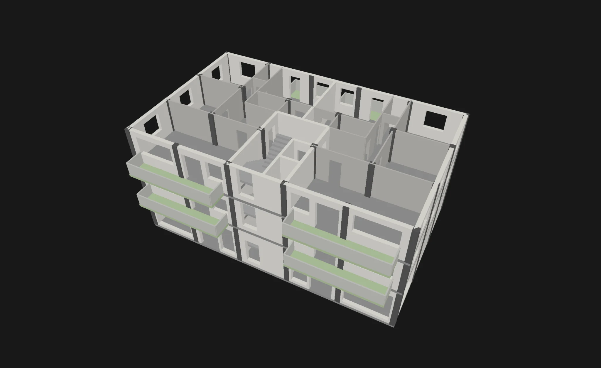 Courtyard Apartments with the upper floors hidden, in Cady’s 3D view.